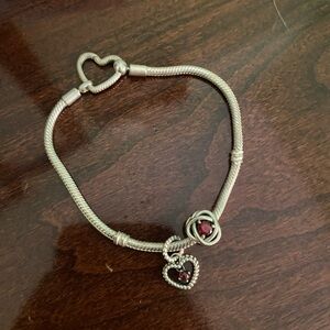 Pandora Silver Bracelet with Birthstone Charms